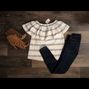 ❌❌SOLD❌❌Striped off shoulder top